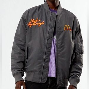 McDonald's Land Charcoal Nylon Bomber Jacket Mens size M-NEW